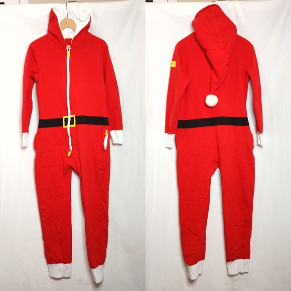 Tipsy Elves Women's Santa Jumpsuit With Fur Onesie Red White Small S - Picture 1 of 9